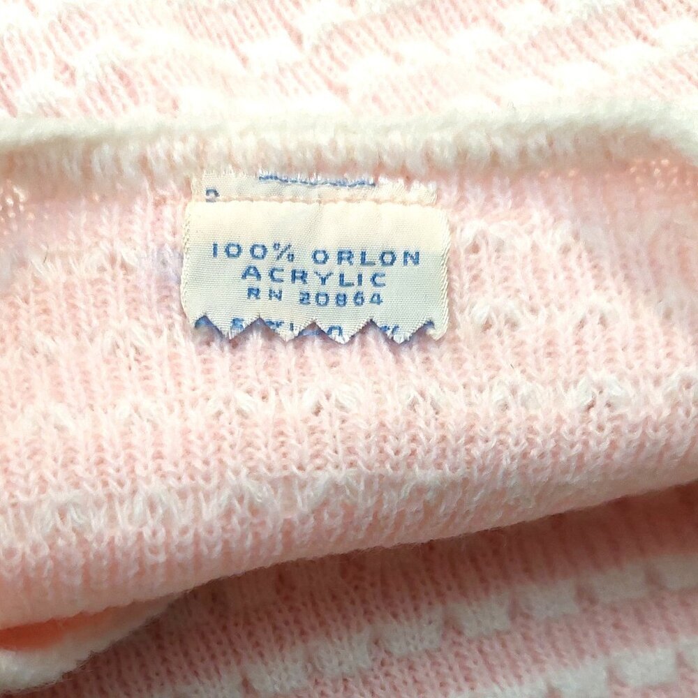 Vintage 1940s-1950s Pink White Stripe Sleeveless Knit Crewneck Sweater Top Vest - Picture 7 of 8